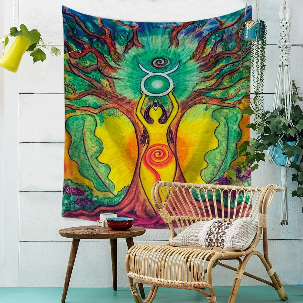 India Shiva Wall Mandala Tapestry Yoga Decoracion Wall Carpet Farmhouse Decor Mandala Wall Hanging Tarot Cards Decoration Mural