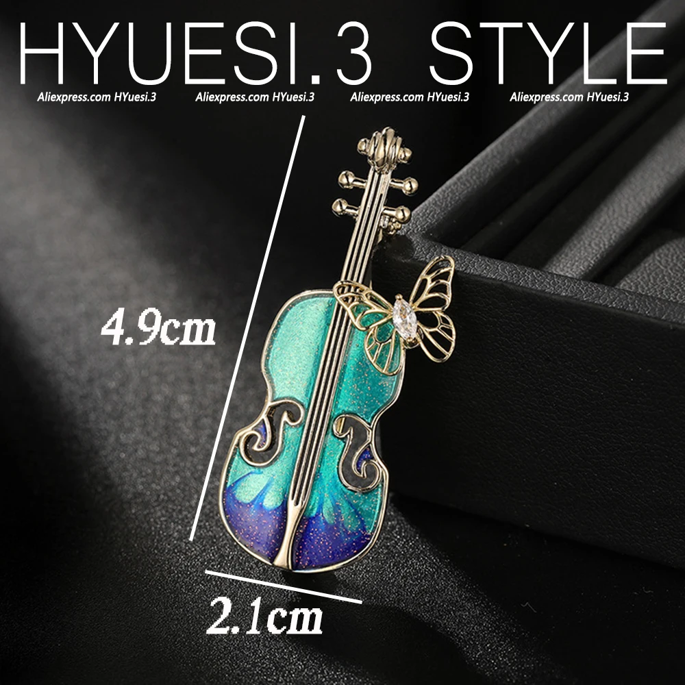 Vintage Butterfly Violin Shaped Brooch Musical Instrument Enamel Lapel Badge Pins Women Men Suit Scarf Hat Clothes Accessories - view 6