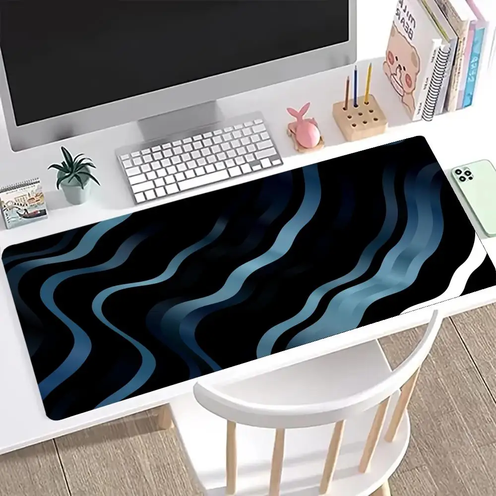 

Blue Curve Mouse Pad Computer Accessories Office Game Table Mats XXL Rubber Anti-slip Gaming Keyboard Mousepads Desk Pads 40x90