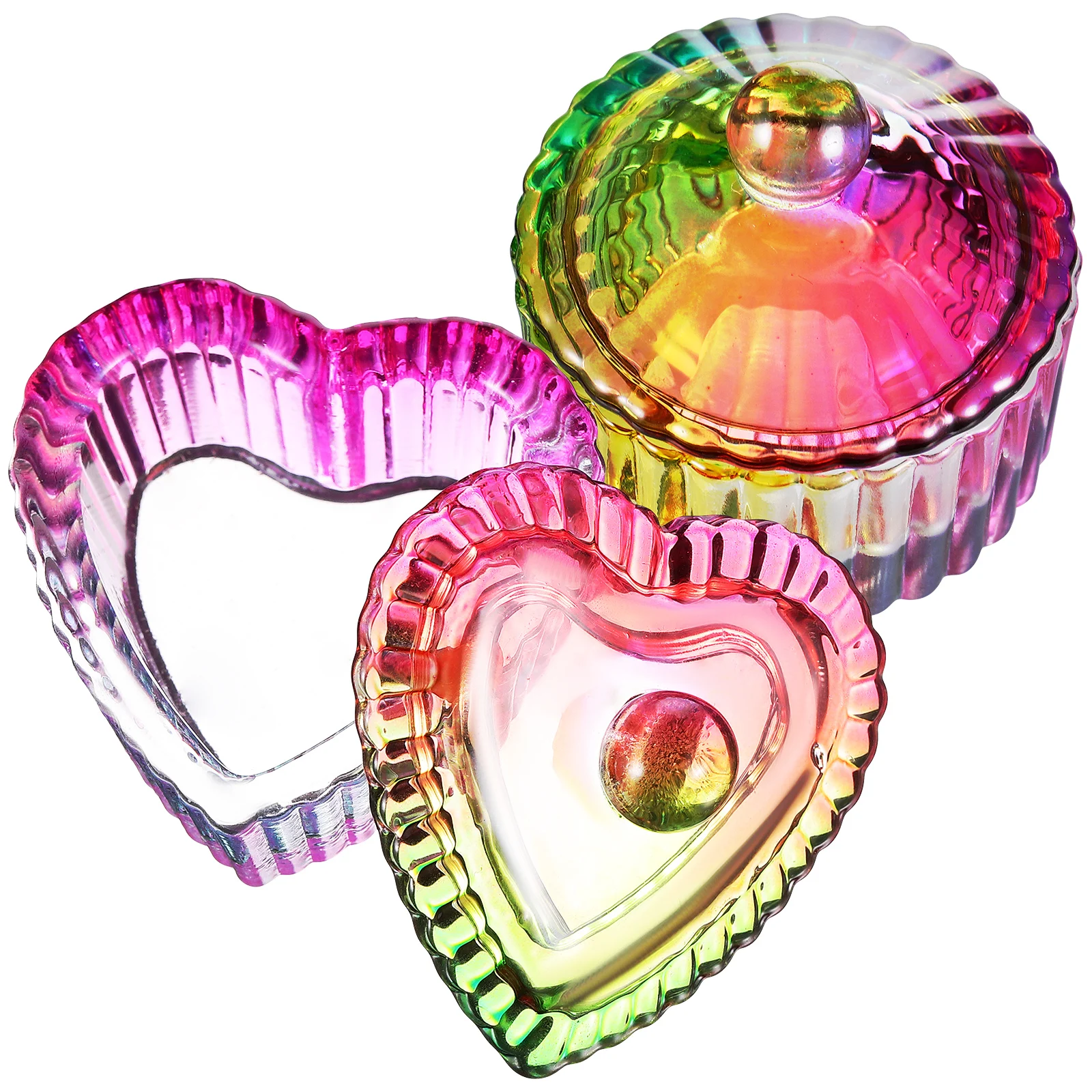 

2Pcs Crystal Cup Dappen Dish Glass with Lid Colorful Round Heart Shape Storage Bowl for Acrylic Nail Liquid Monomer Tools
