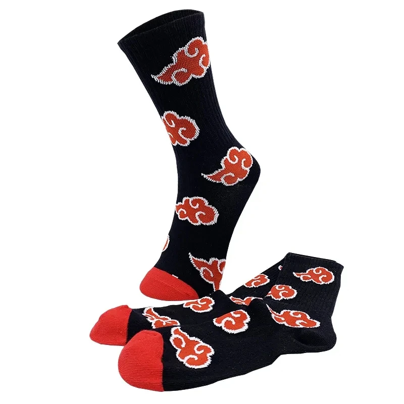 Halloween Anime Red Cloud Akatsuki High Quality Socks Ninja Unisex Adult Cotton Socks Cosplay Men And Women Outdoor Sockings