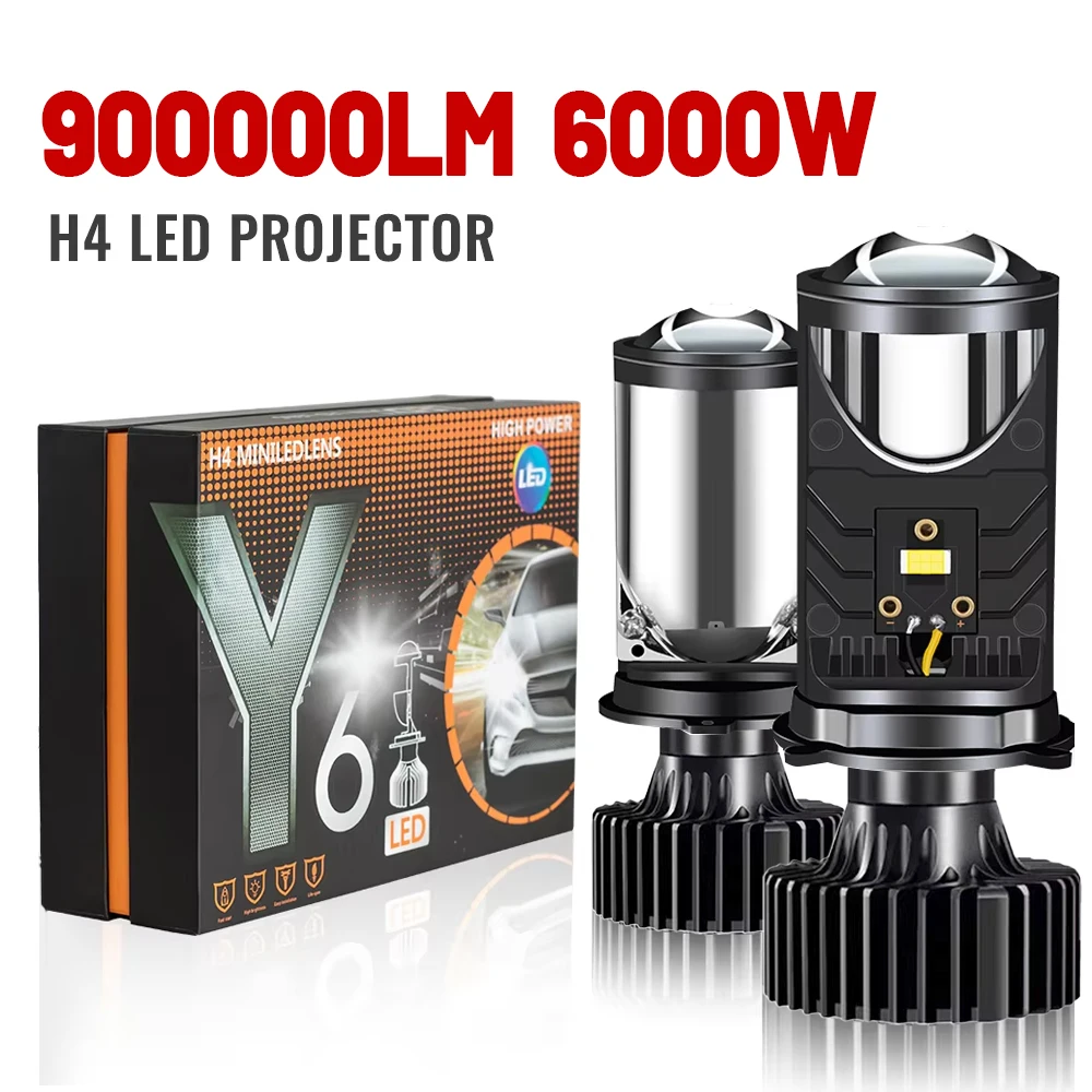 

6000W H4 LED Projector Lens Headlight Car LED Headlight Canbus 6000K Hi/Lo Beam Bulb with Turbo Fan 9000000LM For Car/Motorcycle