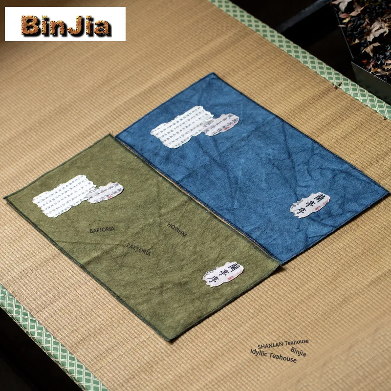 BAEJORIA New Chinese Style Handmade Tie Dye Tea Table Mats Creative Drink Coaster Household Dinner Table Cloth Mat Tea Items