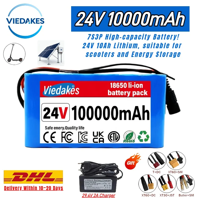 

Universal Compatible 24V 7S3P Battery for Tools, Toys, Mowers | Batterie Lithium (FR) | 리튬 배터리 (KR) | with BMS Protection