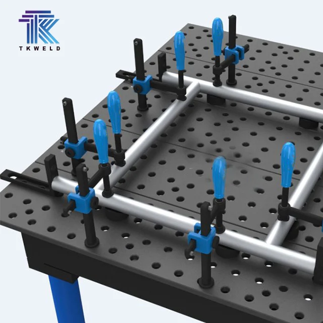 TKweld D16 D28 1000*800*200 مللي متر الحديد الزهر طاولة ثلاثية الأبعاد لتركيبات لحام الرقصة CE معتمدة 2D Q355 محطة لحام روبوت الصلب