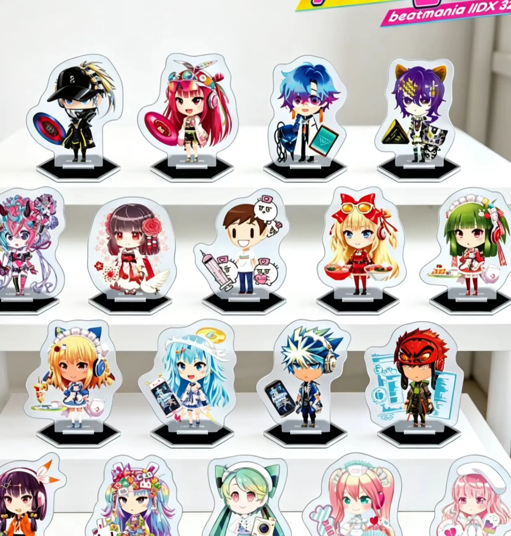 Music Game Beatmania IIDX 32 Pinky Crush Shirow Q-style Human-shaped Acrylic Stand Model Plate Keychains Desk Decor