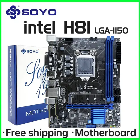 H81 Motherboard SOYO DDR3 LGA 1150 RAM 16GB Support I3 I5 I7 Nvme NGFF M.2 Slot VGA HDMI-Compatible RJ45 Gaming Mainboard