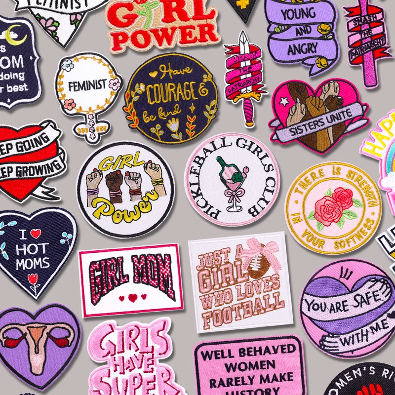 

Women's Rights Patch Girl Power Embroidered Patches For Clothes Cartoon Iron On Patches For Clothing Letter Sew Badges Stickers