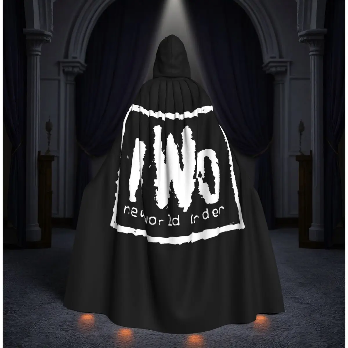 

NWO New World Order Wrestling Long Hooded Cloak Witch Medieval Costume Cosplay Cape HalloweenCoat Adult Unisex