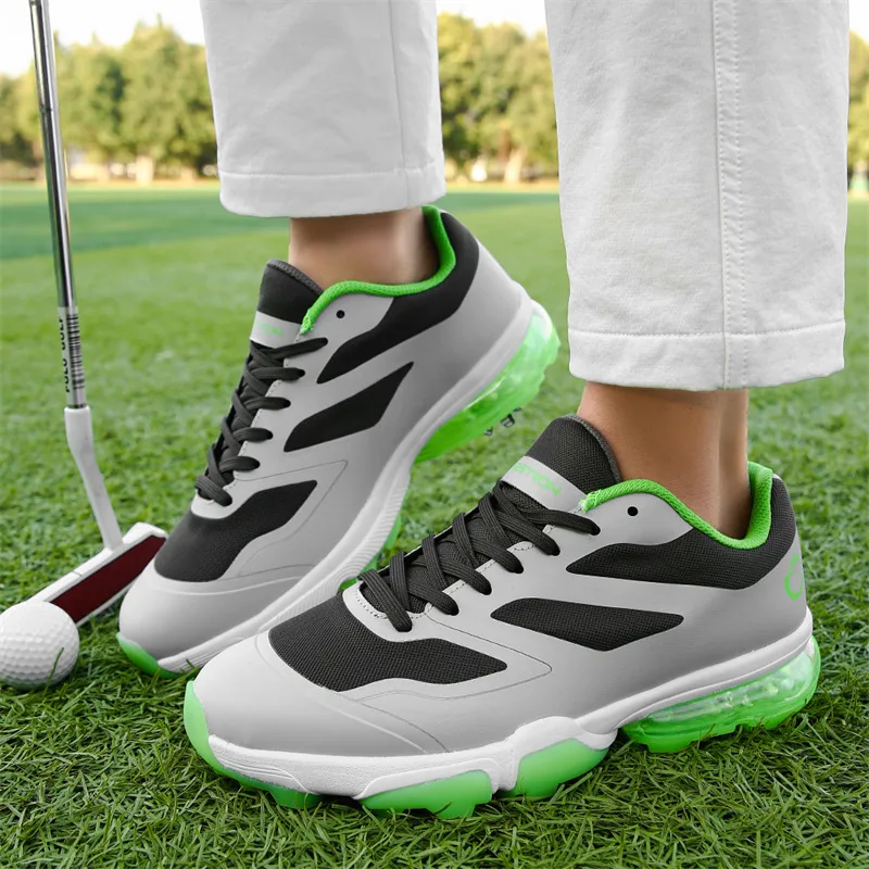 Profissional verde dos homens sapatos de golfe picos tamanho grande 39-48 conforto antiderrapante sapatos esportivos masculinos treinamento ao ar livre homem esporte tênis