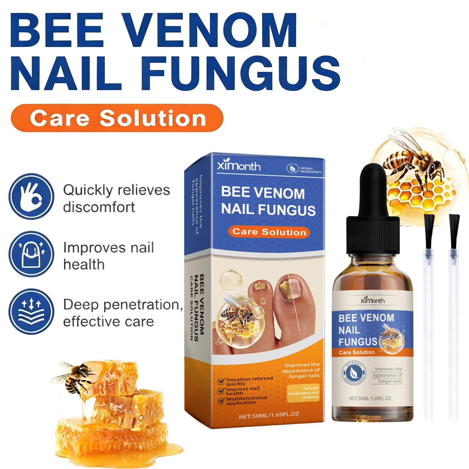 Bee Venom Nail Fungus Care Solution Maintenance Repair Nail Discoloration Thick Hand Foot Nail Manicureed Health Care Essence