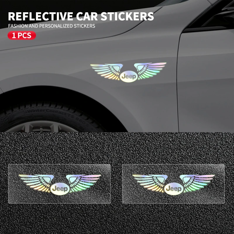 

Красочные светоотражающие лазерные наклейки в форме крыльев ангела для дверей багажника автомобиля, наклейки для Jeep Renegade Wrangler JL JK Gladiator Grand Compass