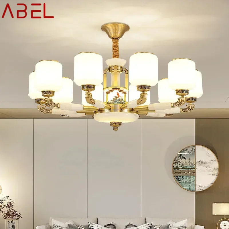 ABEL Contemporary Luxury Brass Pendent Lamp  Chinese style Living Room Dining Room Bedroom Villa Hotel Sample Room Chandelier