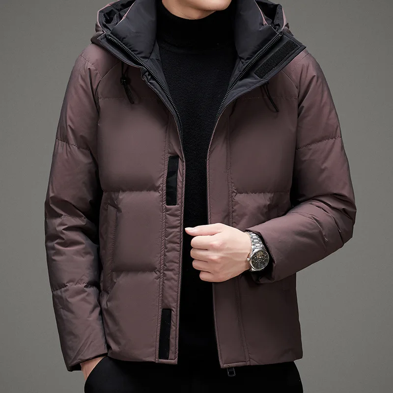 Men's winter new hooded, thickened, fashionable, casual, and high-end down jacket for men's clothing