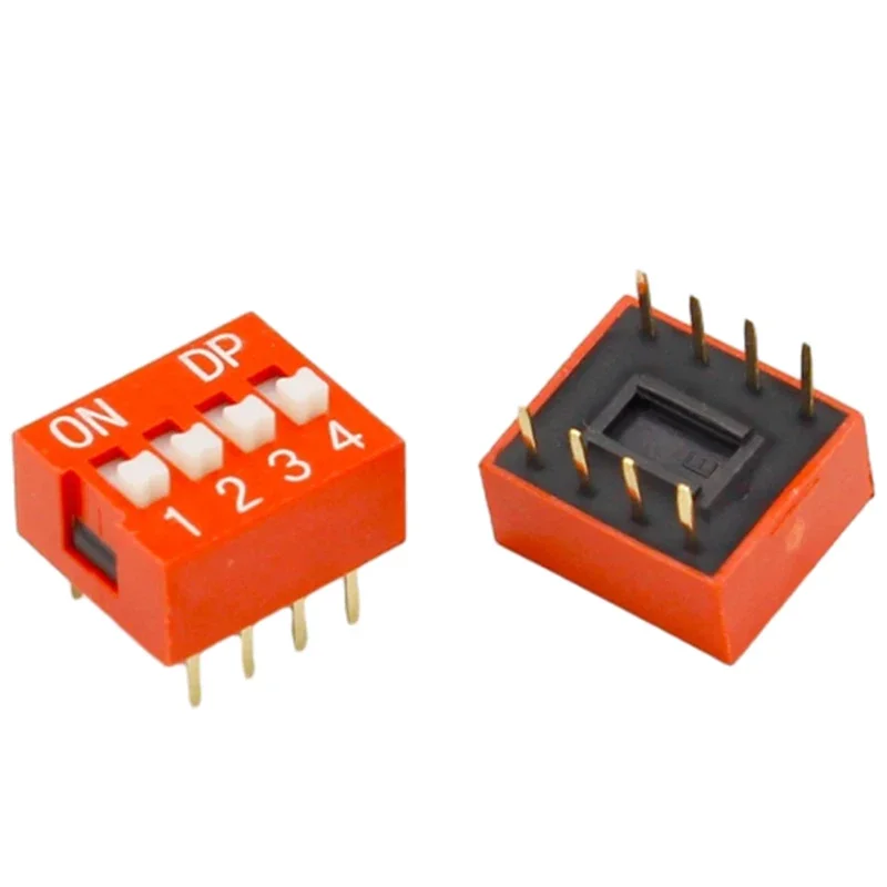 Imc Hot 10 Pcs 2 Rij 8 Pin 4P Posities 2.54Mm Pitch Dip Schakelaar Rood