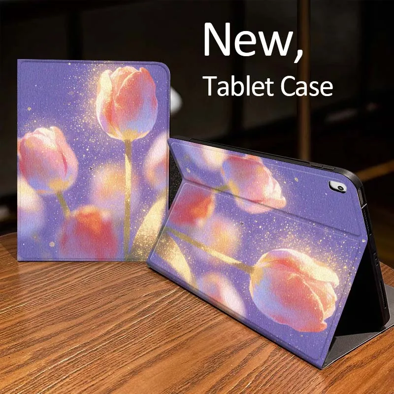 

Pink Tulip Sparkle For iPad Pro mini Air 1 2 4 3 5 6 7 8gen 9gen 11 M2 M3 M4 6th 7th 10th 11th Gen 2025 Tablet Case
