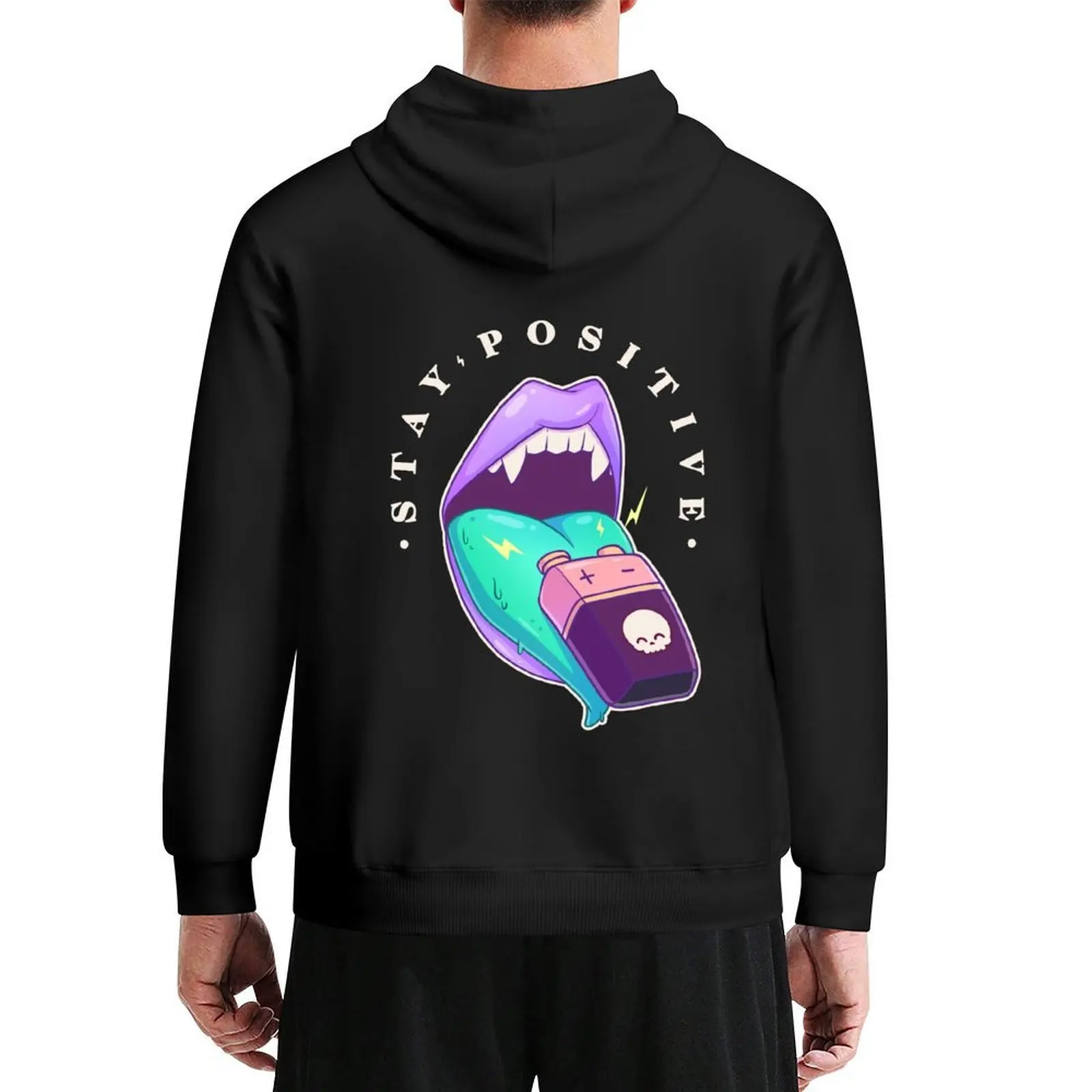 Stay Positive Pastel Vampire Mouth - Kawaii Krypt Hoodie ملابس رجالي معطف رجالي بلوزة ملابس رجالية رياضية