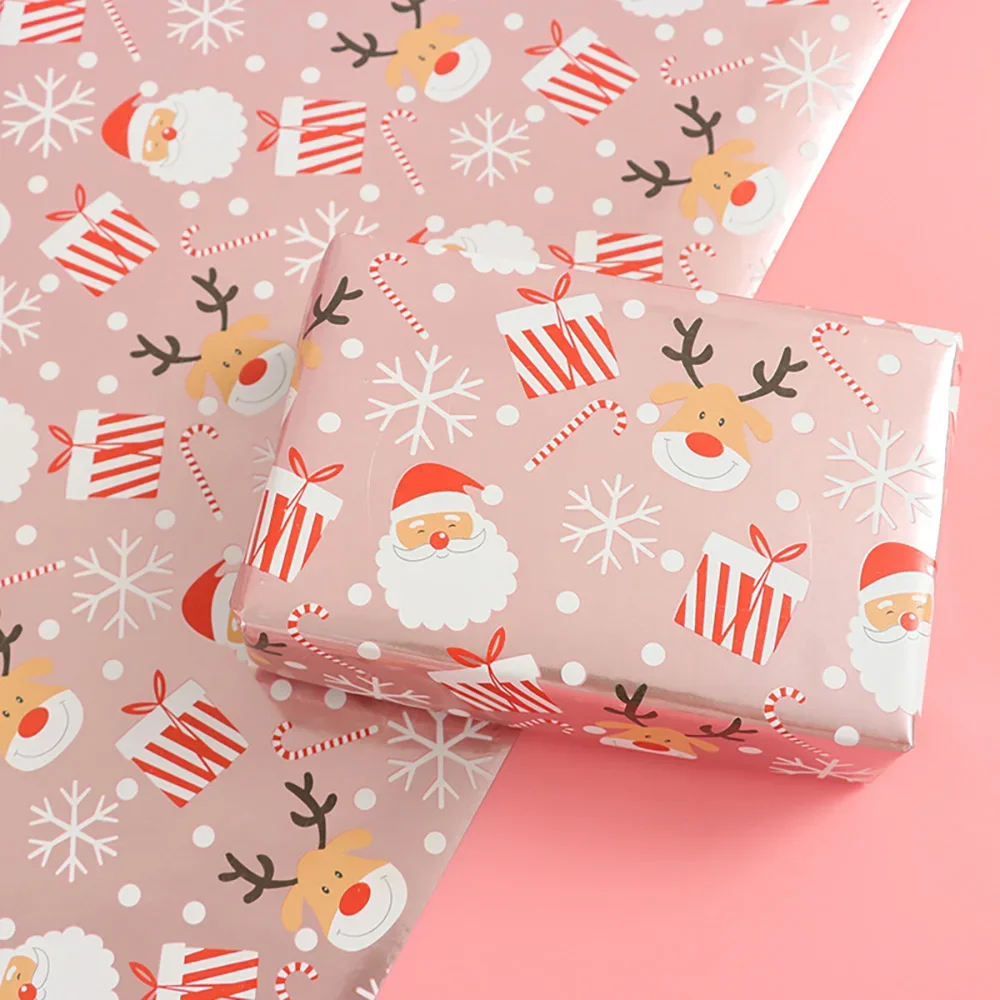 Runtow Weihnachtsgeschenkpapier, Frohe Weihnachten, Dekoration für Zuhause, Weihnachten, Weihnachtsmann, Elch, Geschenke, Navidad 2025, Neujahr 2026