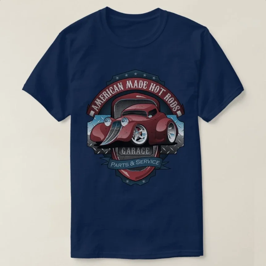 Kaus musim panas kasual pria leher O lengan pendek katun 100% kartun tanda mobil Vintage garasi terlaris Amerika kaus pria ukuran S-3XL