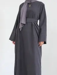 Autumn Brushed Twill Muslim Women Abaya Dress, Side Pockets, Warm Hijabi Robe, Modest Islamic Clothing, Ramadan Eid, Winter