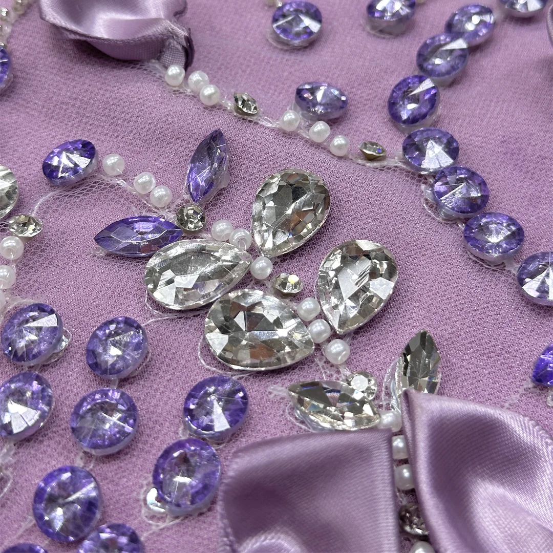African 3D Ribbon Applique Flowers Lace Fabric High Quality Nigerian Rhinestone Pearl Beaded Embroidery for Wedding Party Dress