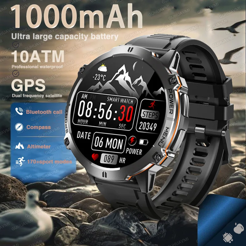 

New T-Rex 3 1000mAh battery Smart Watches 2025 GPS Men Military Smartwatch 10ATM Waterproof Compass Bluetooth call Sports Watch