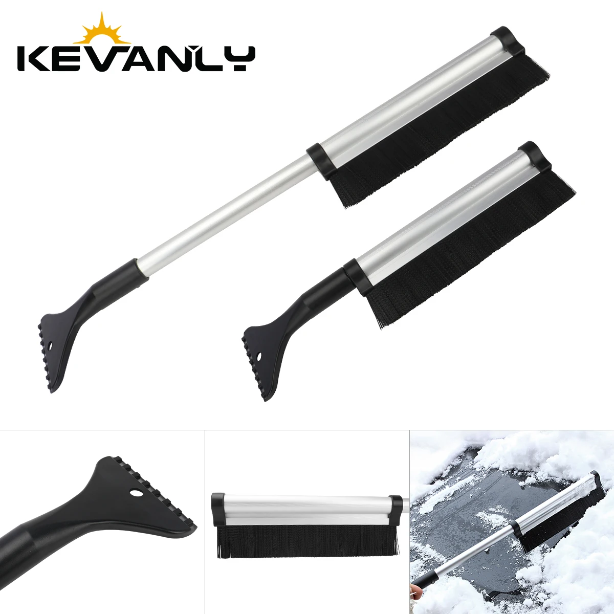Car Windshield Snow Brush Ice Scraper Extendable Winter Auto Windshield Cleaner Brush Snow Removal Tool Accessories