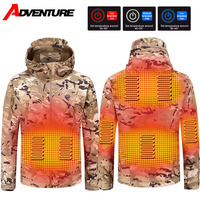 Heated Jacket Winter Heating Motorcycle Jacket USB Electric Heating Jackets Hooded Camping Warm Motorcycle Heated Clothes Skiing