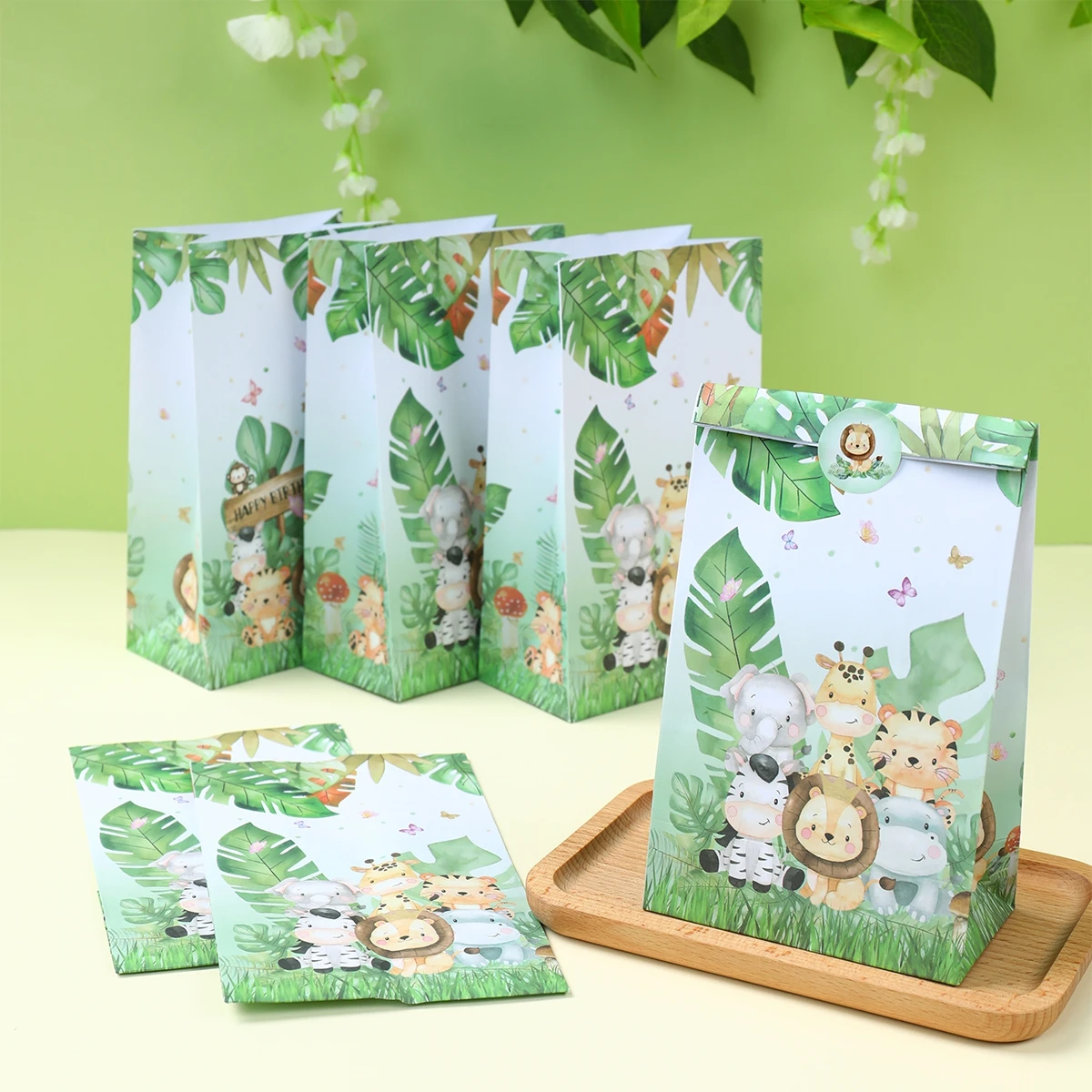 Jungle Safari Paper Bags Wild One Birthday Party Candy Cookie Bags Safari Birthday Packaging Bags Jungle Theme Baby Shower Decor