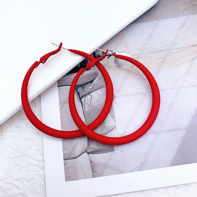 Exaggerated Big Round Hoop Earrings for Women Trendy Simple Candy Color Geometric Circle Huggie Loop Jewelry Brincos Bijoux Gift