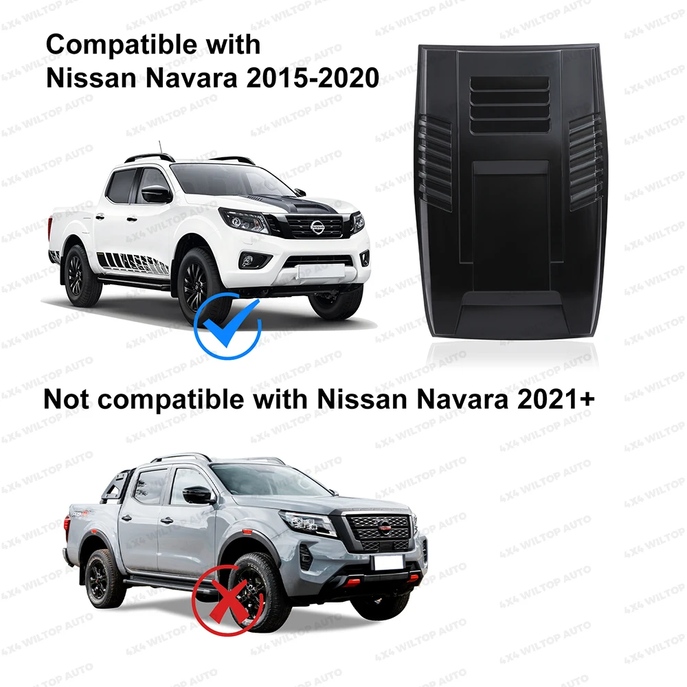 For Nissan Navara NP300 2015-2020 Frontier D23 Front Bonnet Scoop Hood Cover Matte Black Bonnet Guard Protector Car Accessories