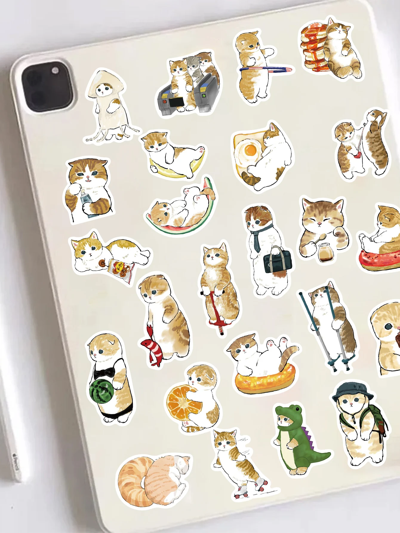 64pcs cat stickers cute cartoon orange cat decoration luggage phone case laptop skateboard guitar DIY waterproof stickers