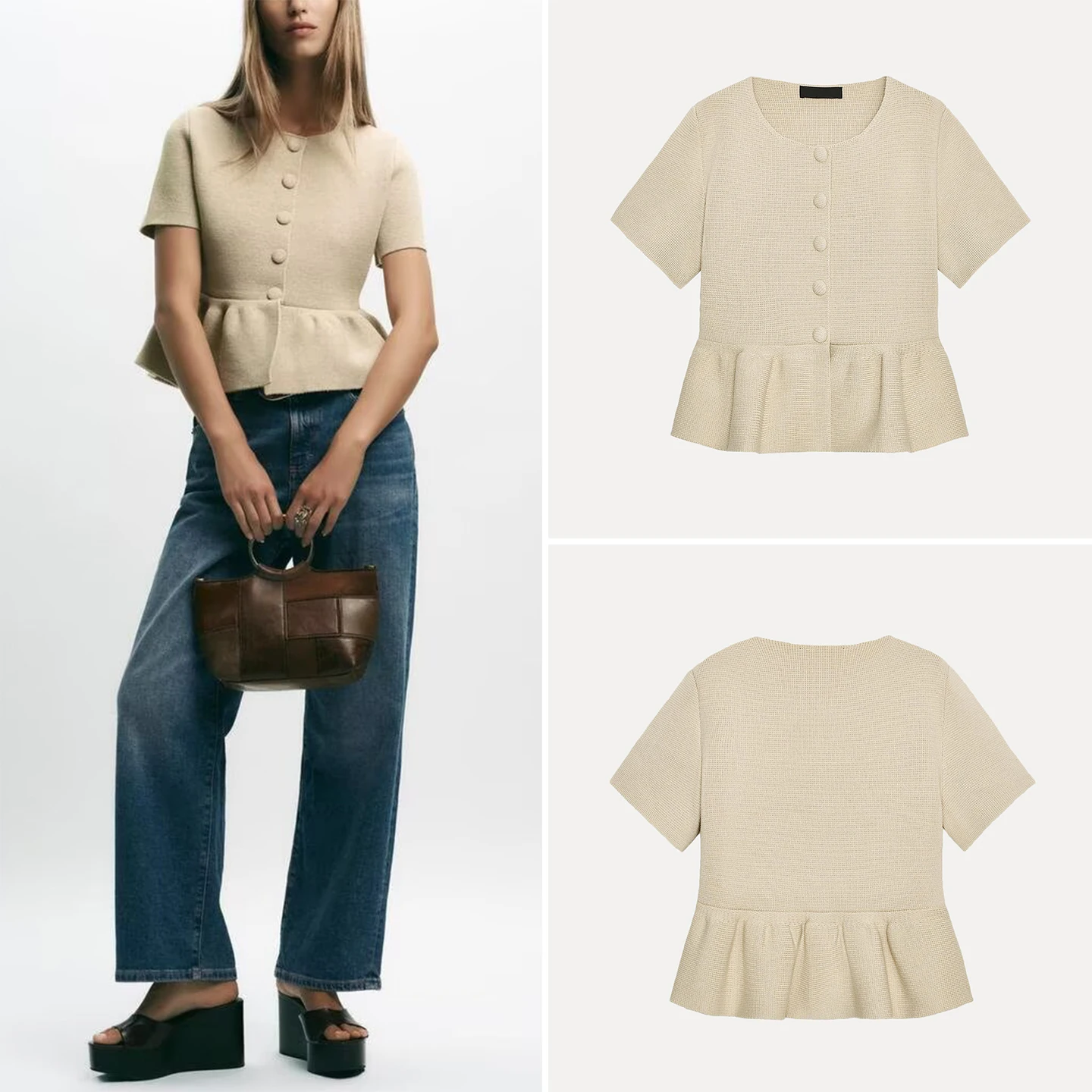 

Faionable ort Sve Knitted Jaet Women's Sle ort Skirt Design Autumn 2025 New Arrival Z Brand Open Cardigan