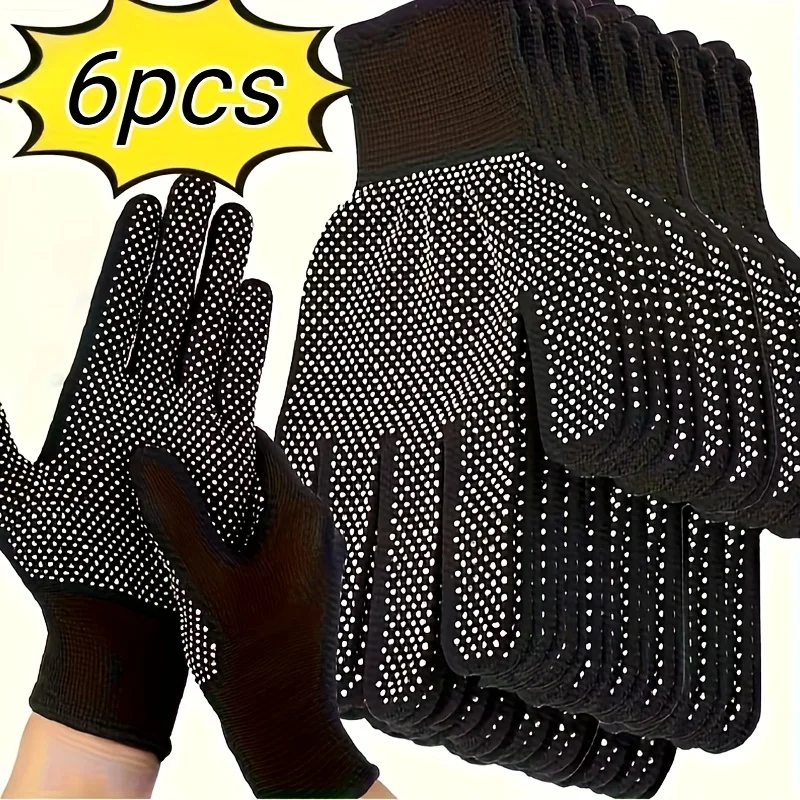 6 Pcs/3 Pairs Nylon Dot Shaped Gloves for Outdoor Cycling, Camping, Fishing, Warmth, Multi-purpose Gloves