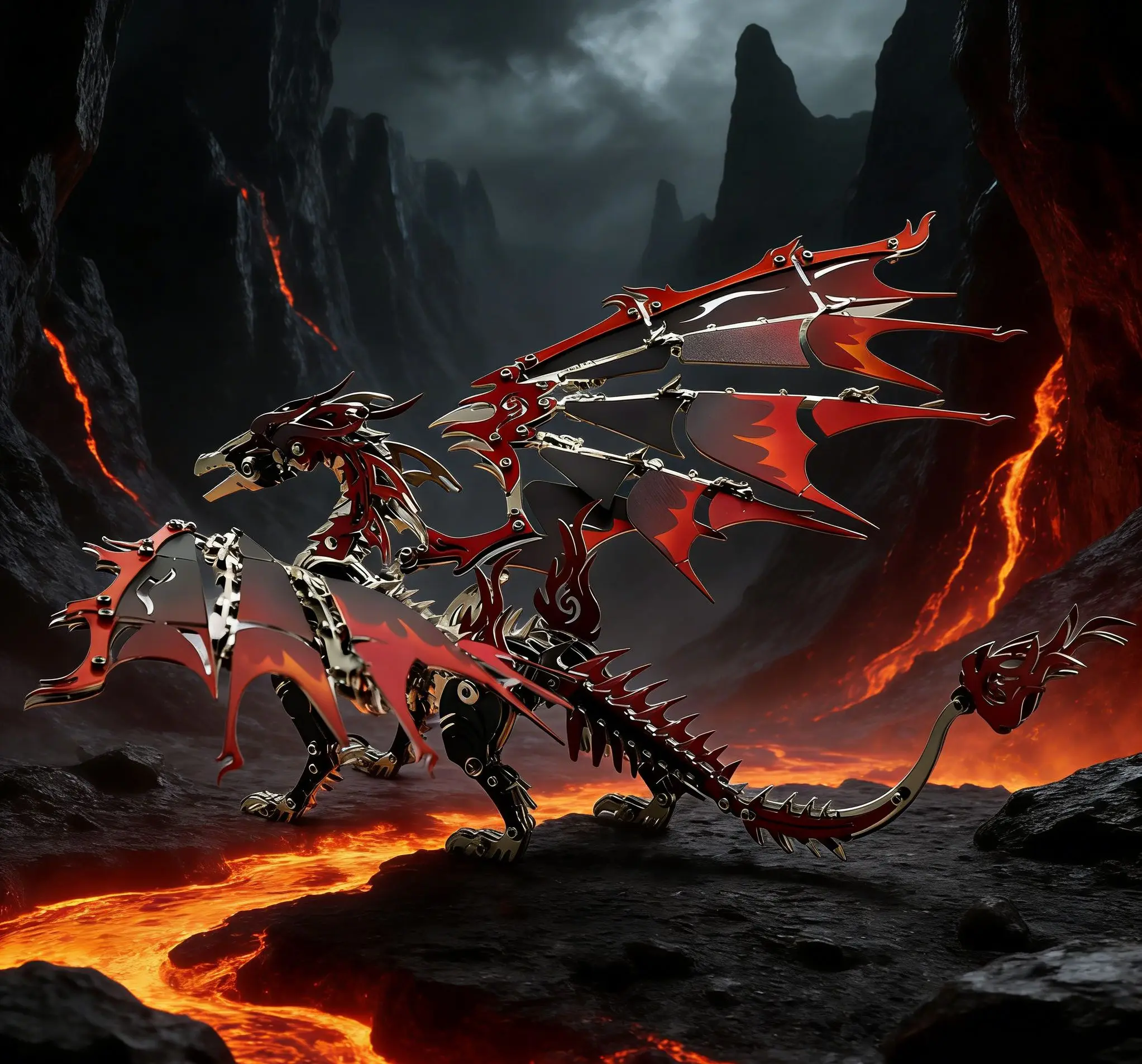 

Steel Warcraft Large Fire-Breathing Dragon 3D Metal Model Kit Mechanical Winged Dragon DIY Assembly Puzzle Toy for Collectors