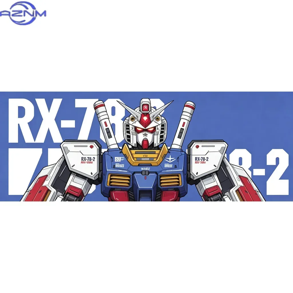 Anime RX-78-2 Mecha Robot Blue Background Print Mouse Pad, Rubber Non-Slip Base, Smooth Surface for Gaming and Office Desktop Co