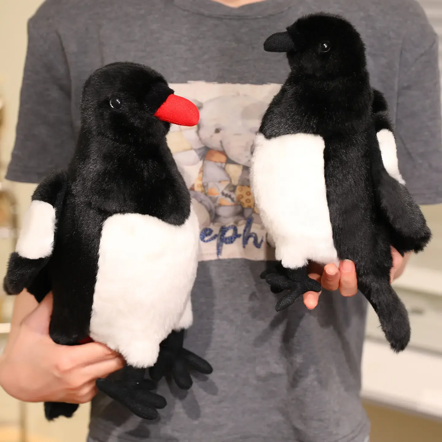 

Lively Red Mouth Magpie Plush Toys Cozy Fluffy Lifelike Standing Bird Doll Pretty Mascot Bird Desktop Decor Cool Birthday Gift