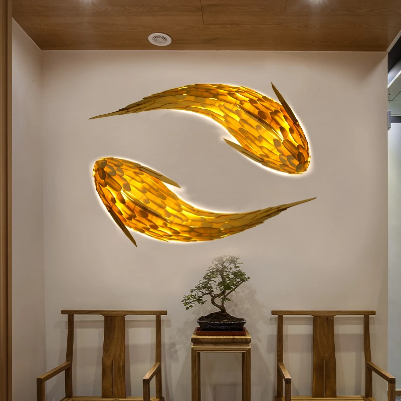 Japanese Koi Fish Shaped Layered Decorative Ambient Restaurant Hotel Dining Room Living Room Interior