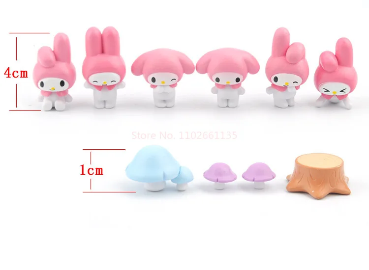 10 szt. Zestaw Mini lalki Sanrio moja melodia Anime pick Up figurek Kawaii śliczna kolekcja dla dzieci zabawki edukacyjne do układania w stosy