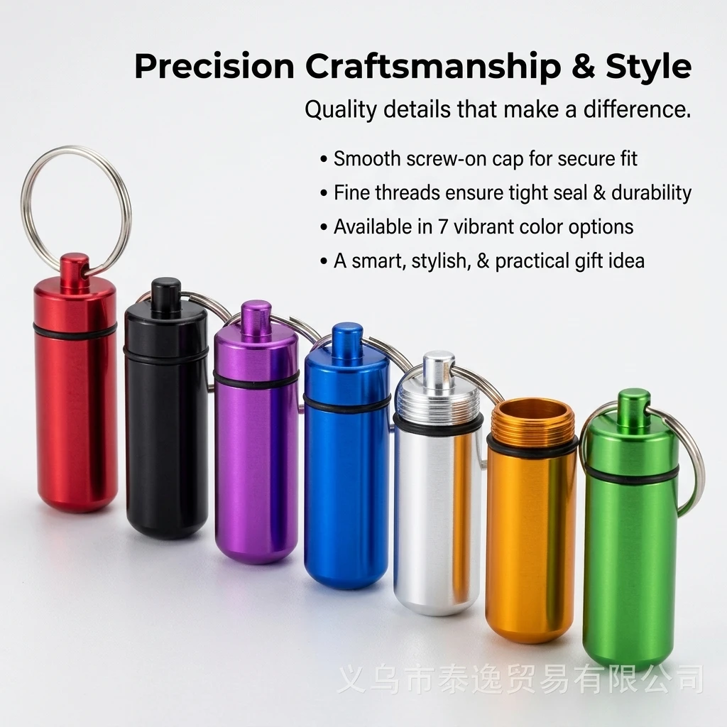 Mini Portable Tray, Waterproof Aluminum Cases, Tablet Bottle, Medicine, Vitamins, Fish Oils Container, Storage Organizer