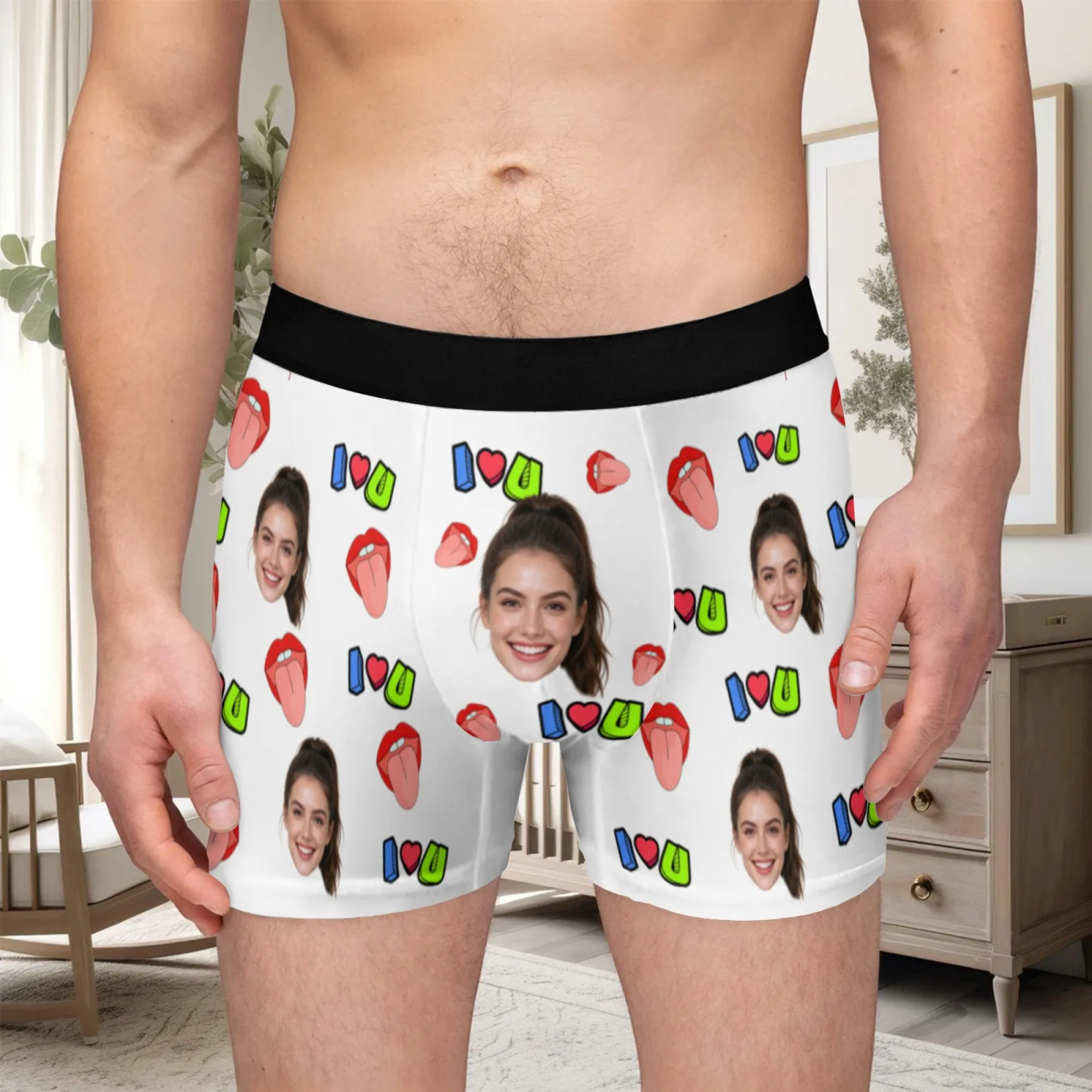Custom Valentine Day Boxers For Men Personalized Men Underwear Custom Boxer Briefs Funny Face Gift For Boyfriend Husband