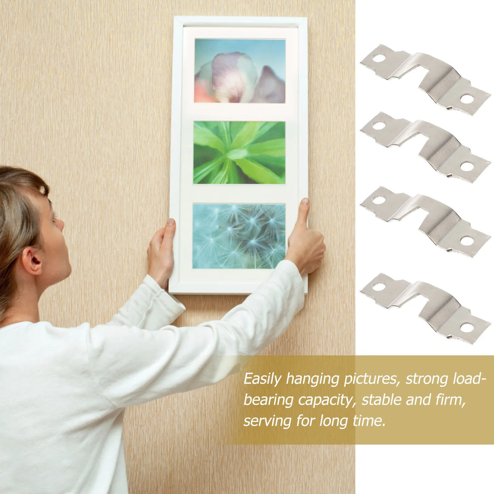 50Pcs Picture Hangers Kit Aluminum D Ring Double Hole Electroplated Heavy Duty Small Size Hooks for Photos Paintings Cross