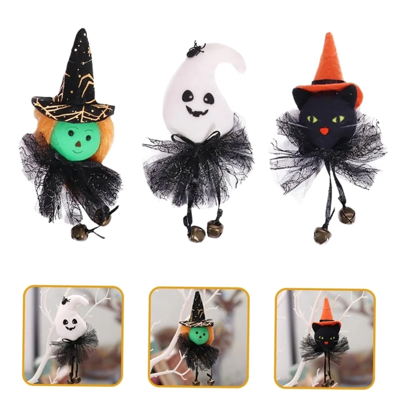 12 Pcs With Skeleton Ornaments Haunted Indoor Decorations Hanging Halloween Decor Bells Decoration House Funny Dolls Easy To Use