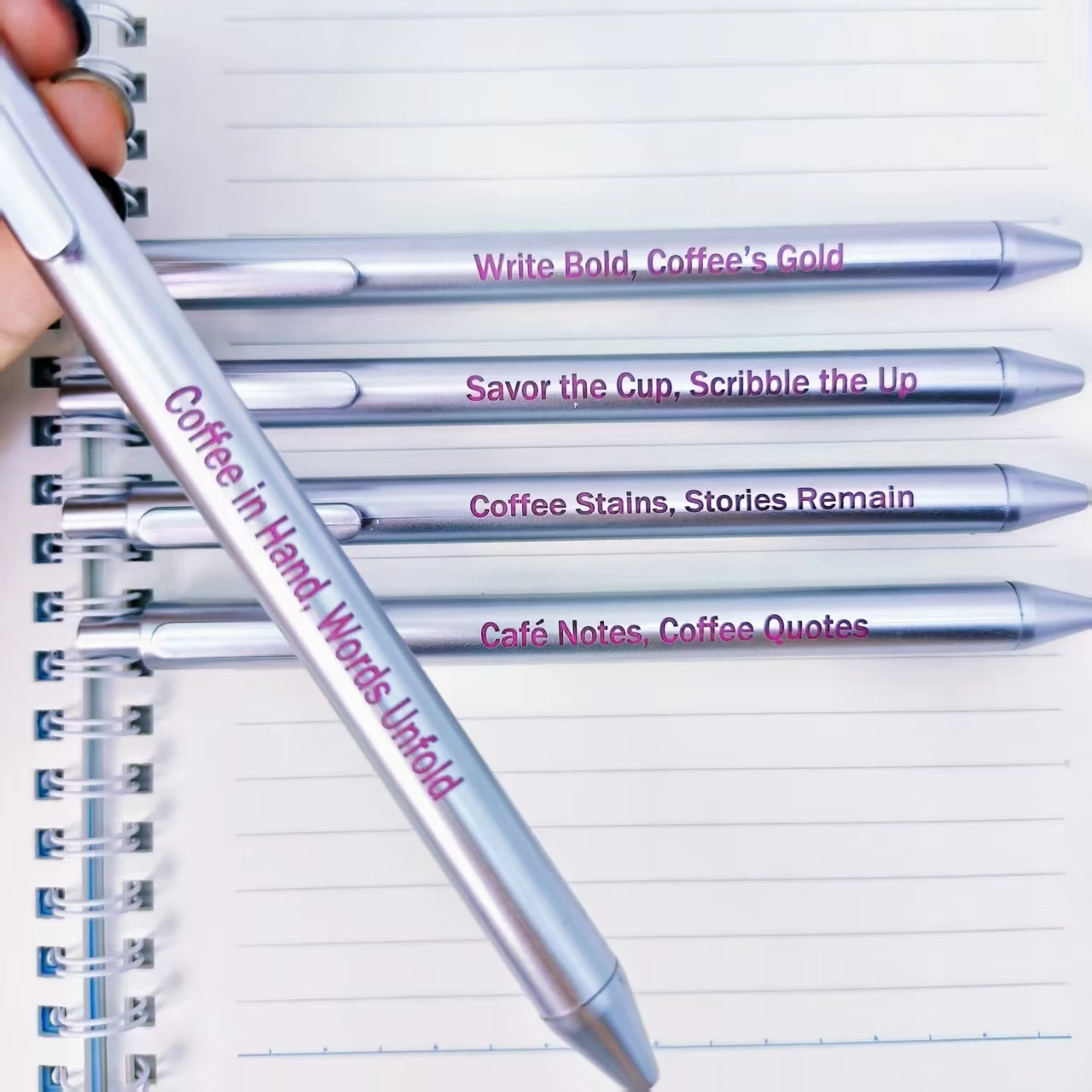 

8/15 шт. кофейная классическая ручка для гравировки фраза с расширяемой шариковой ручкой для кофейных фраз, ежедневные офисные канцелярские принадлежности