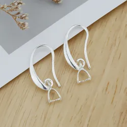 925 Silver Smooth Women Fashion Copper Earrings Hooks Wire Clip Crystal DIY Jewelry Making Findings Accessories