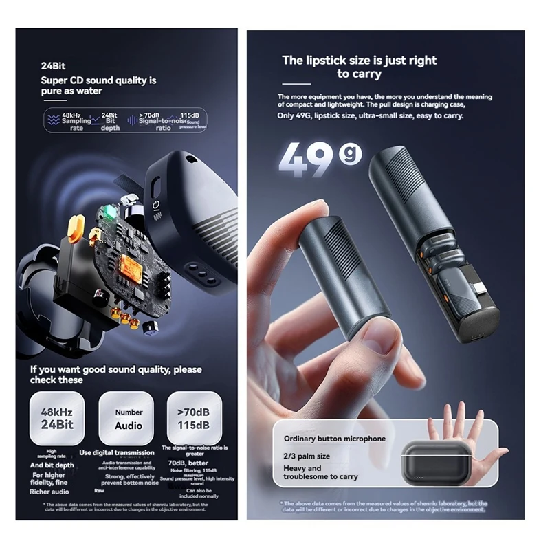 Mini Microphone Time Capsule conception 300M Transmission Stable pour le Streaming en direct Vlogg