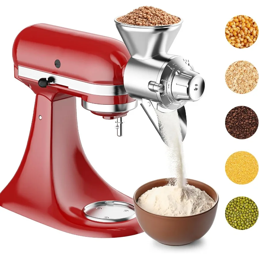 

Metal Grain Mill Attachment for Stand Mixer Flour Mill Grinder for Kitchen Aid Accessories and Attachments Fit for Grinding No