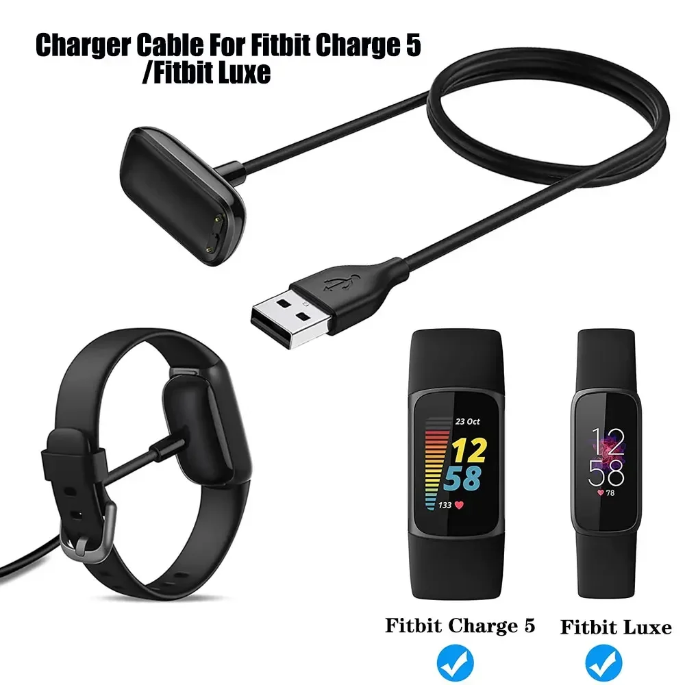 Charger Cable For Fitbit Charge 5 6 Replacement USB Charger Adapter Charge Cord Charging Dock For Fitbit Luxe