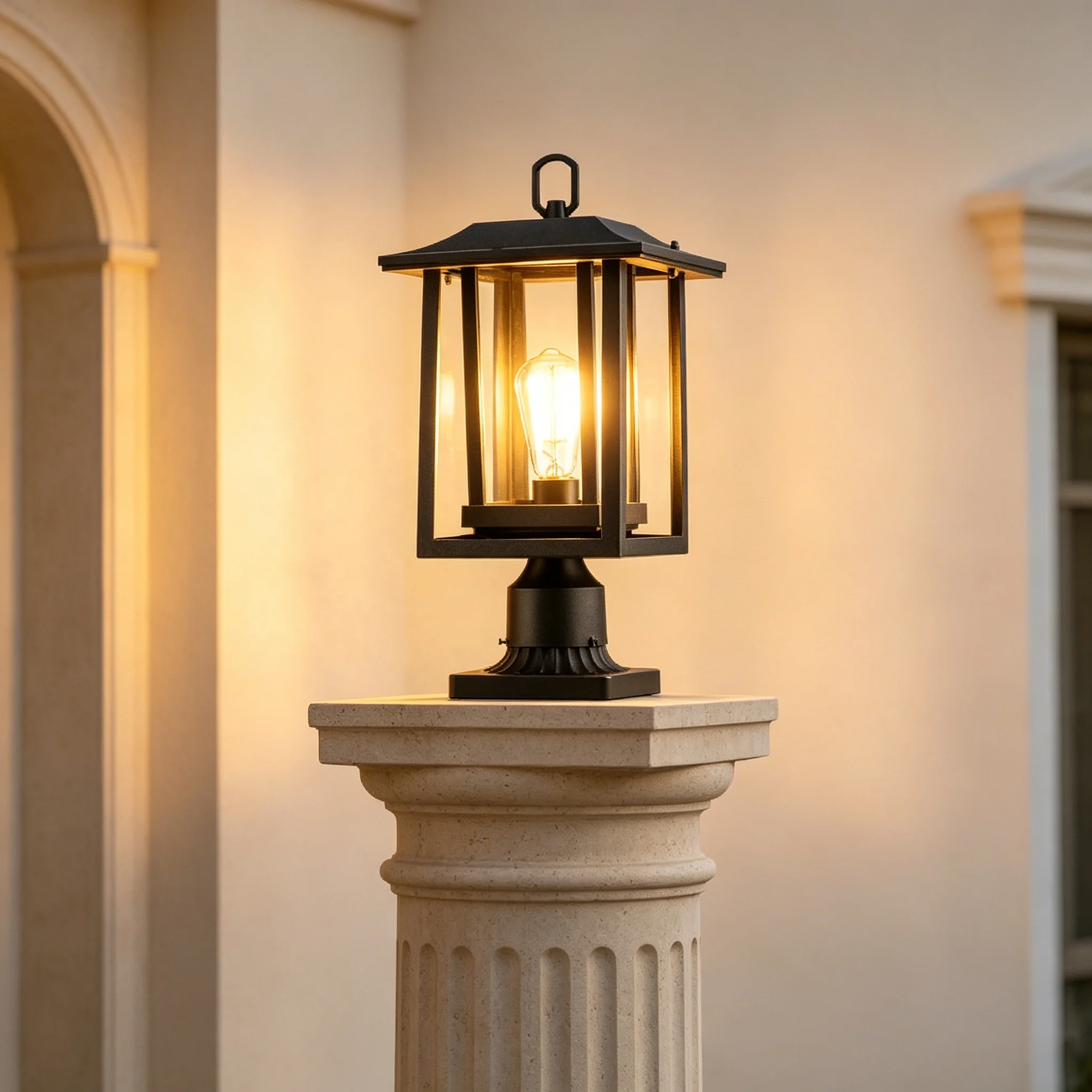 Die Cast Aluminum Light-emitting Diode Lamp Glass Lampshade IP65 Waterproof Simple Landscape Decoration Courtyard Wall Lamp Post