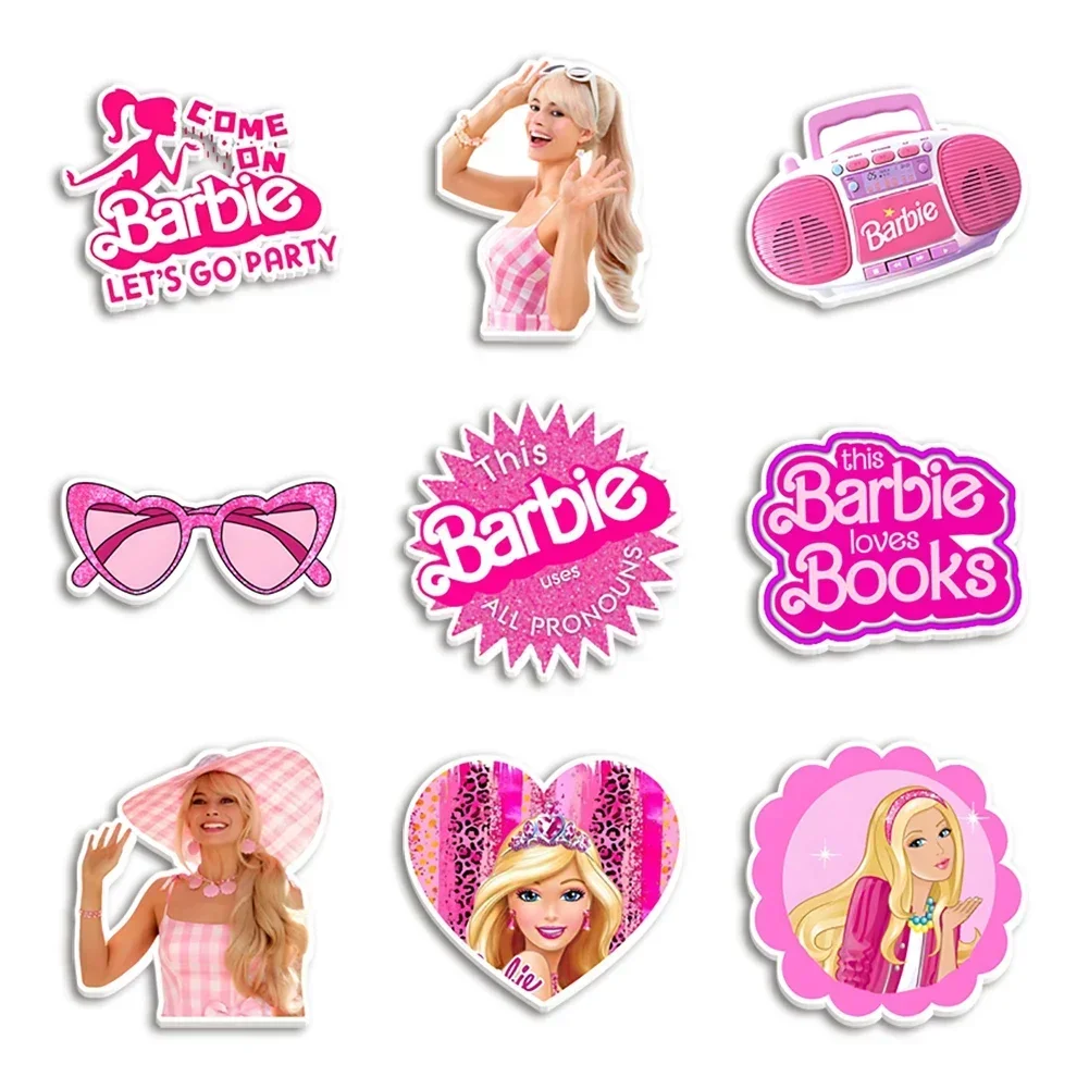 Barbie Pink Heart Fashion Girls resina piatta planare acrilico trasparente glitter acrilico per custodia per telefono fai da te fiocco per capelli 10 pezzi/lottp